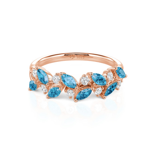 Jeulia Nature Inspired Marquise & Round Cut Sterling Silver Women's Band