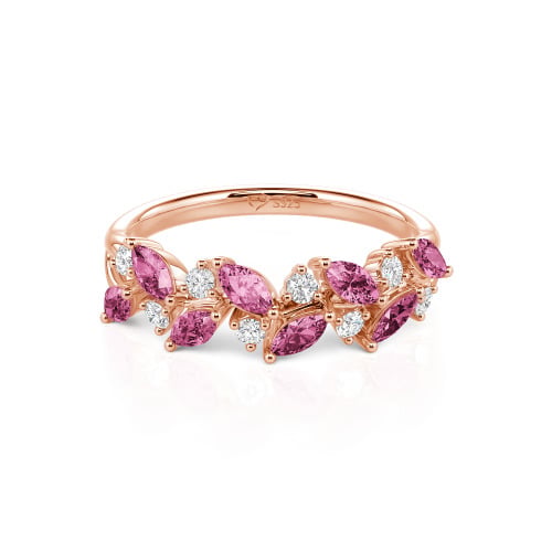 Jeulia Nature Inspired Marquise & Round Cut Sterling Silver Women's Band