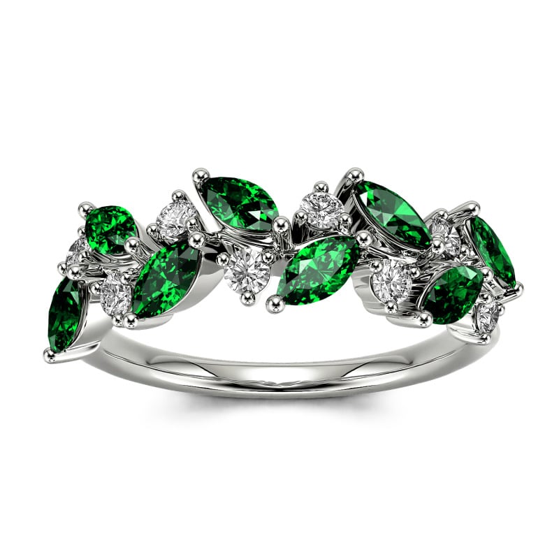 Jeulia Nature Inspired Marquise & Round Cut Sterling Silver Women's Band