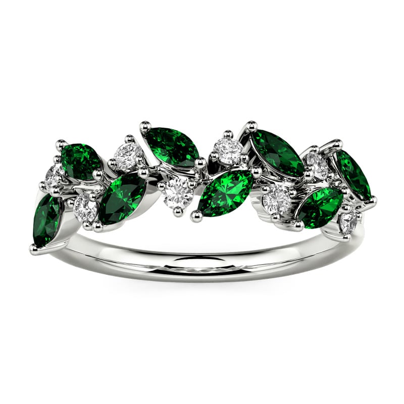 Jeulia Nature Inspired Marquise & Round Cut Sterling Silver Women's Band