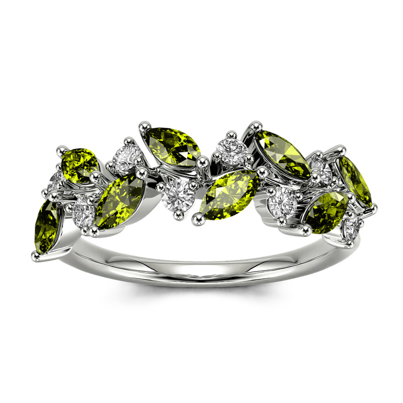 Jeulia Nature Inspired Marquise & Round Cut Sterling Silver Women's Band