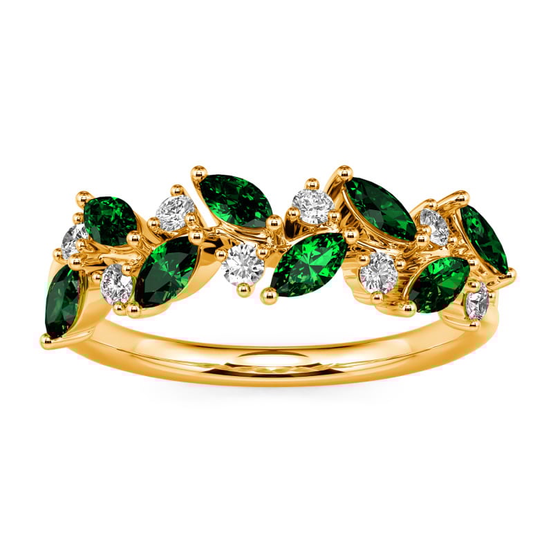 Jeulia Alliance pour femme Bague Inspiré par la nature Coupe Ronde et Marquise Argent Sterling