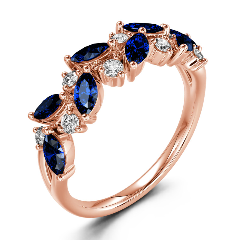 Jeulia Nature Inspired Marquise & Round Cut Sterling Silver Women's Band