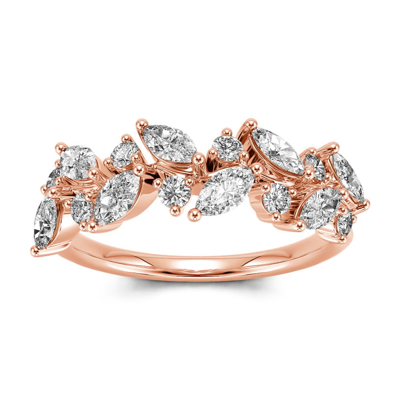 Jeulia 10K/14K/18K Gold Platinum Nature Inspired Marquise & Round Cut Band