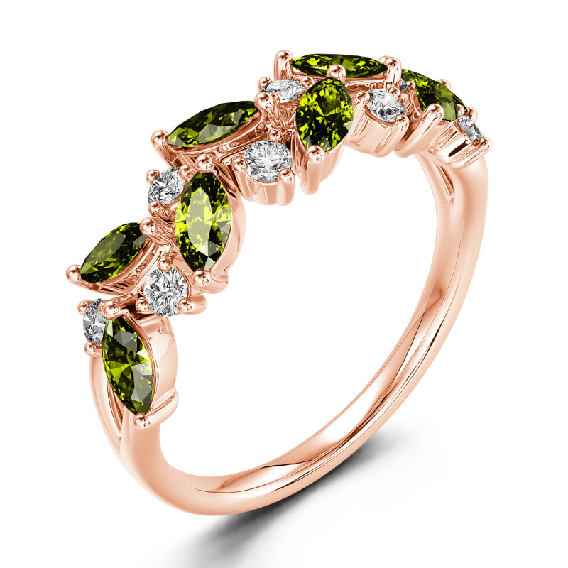Jeulia 10K/14K/18K Gold Platinum Nature Inspired Marquise & Round Cut Band Jeulia 10K/14K/18K Gold Platinum Nature Inspired Marquise & Round Cut Band