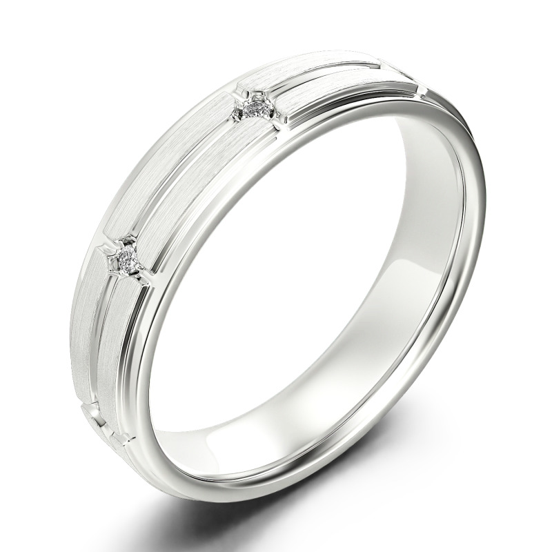 Jeulia Round Cut Sterling Silver Men's Band