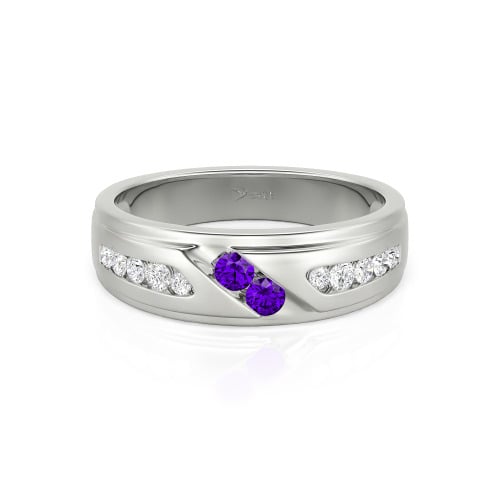 Jeulia Round Cut Sterling Silver Men's Band