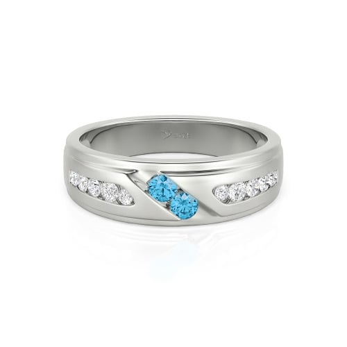 Jeulia Round Cut Sterling Silver Men's Band