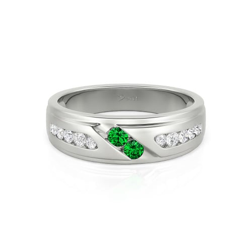 Jeulia Round Cut Sterling Silver Men's Band