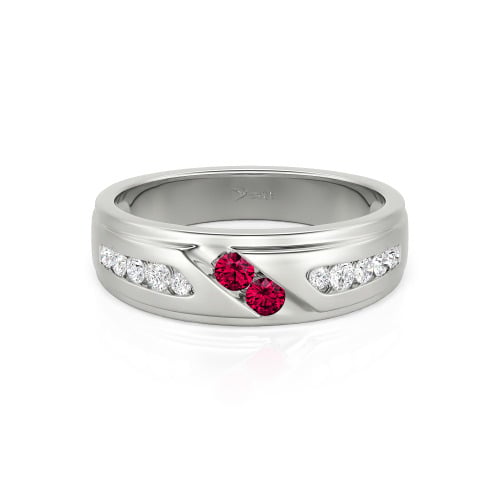 Jeulia Round Cut Sterling Silver Men's Band
