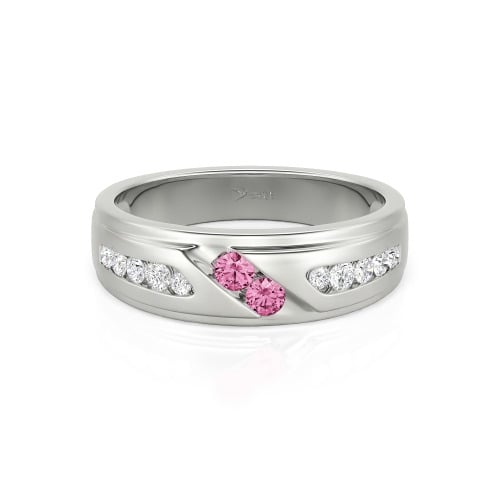 Jeulia Round Cut Sterling Silver Men's Band