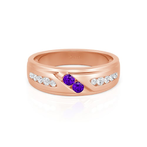 Jeulia Round Cut Sterling Silver Men's Band