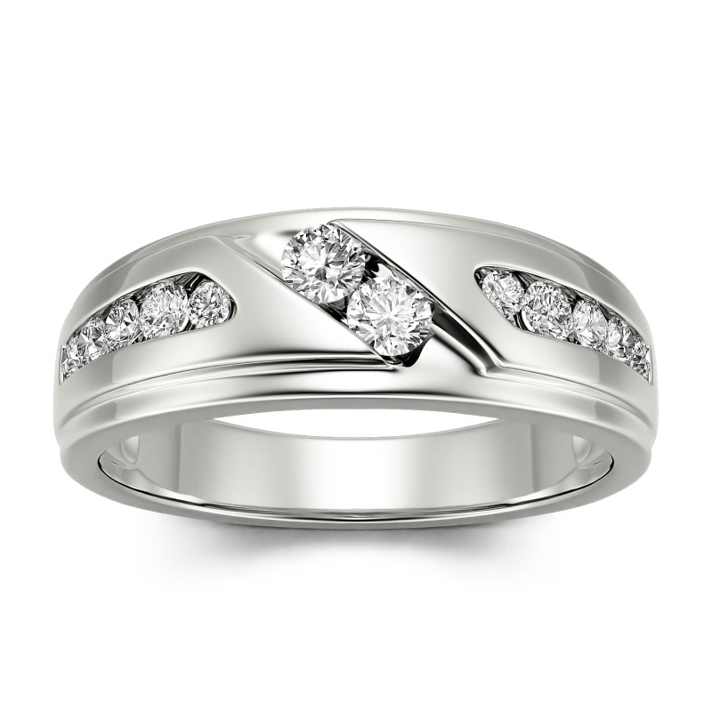 Jeulia Round Cut Sterling Silver Men's Band