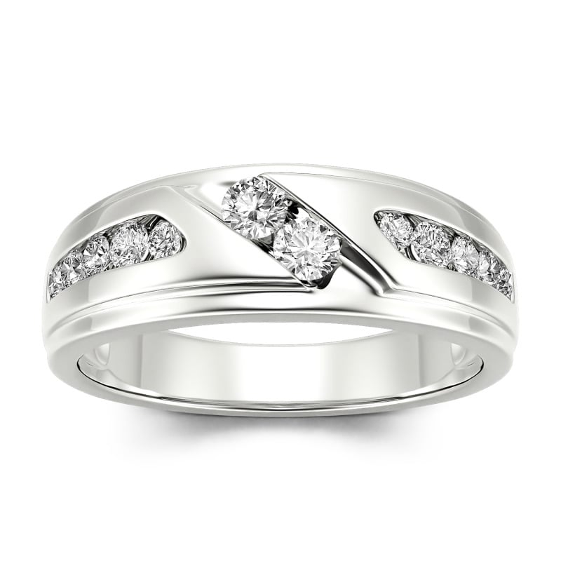 Jeulia 10K/14K/18K Gold Platinum Round Cut Men's Band