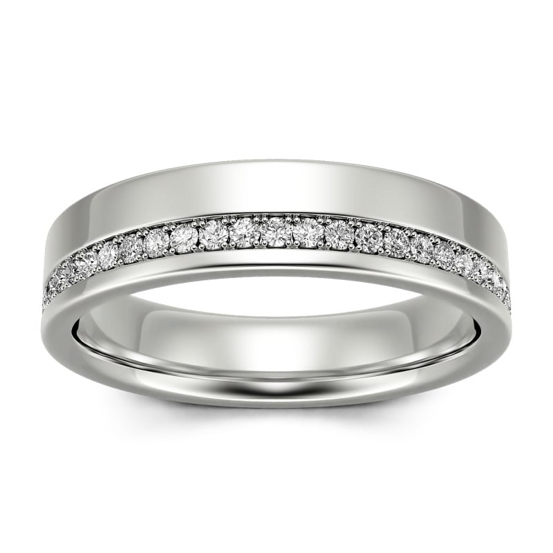 Jeulia Round Cut Sterling Silver Men's Band