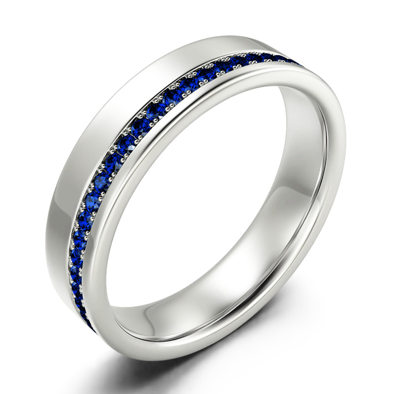 Jeulia Round Cut Sterling Silver Men's Band