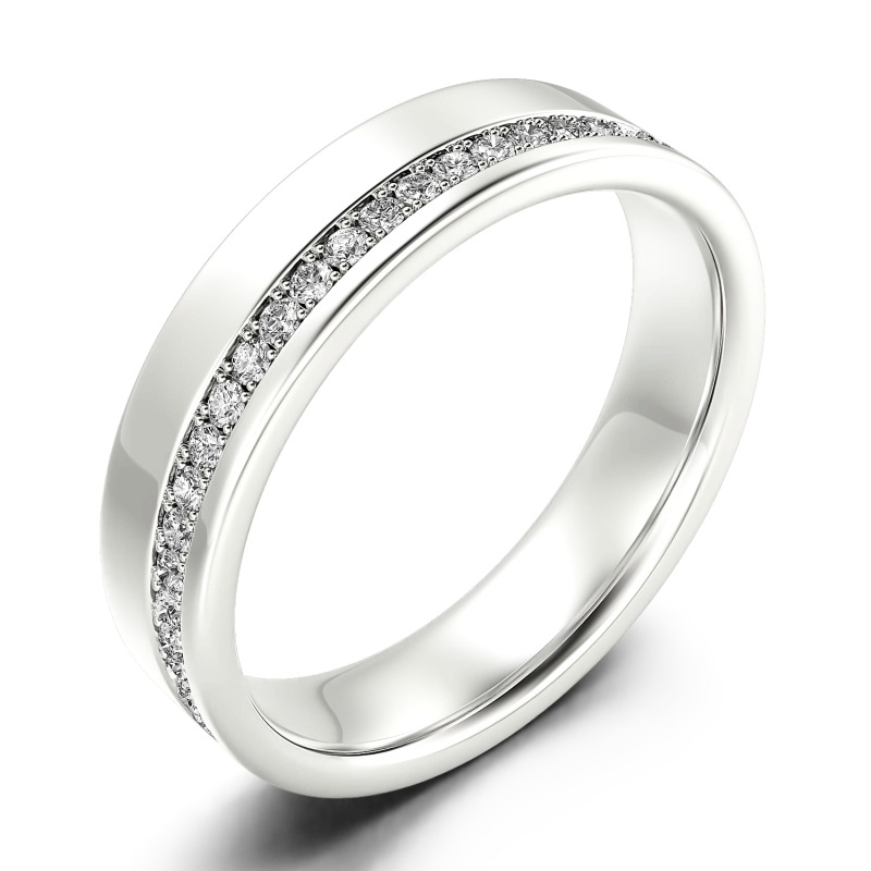 Jeulia Round Cut Sterling Silver Men's Band