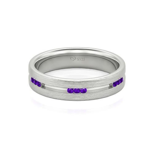 Jeulia Round Cut Sterling Silver Men's Band