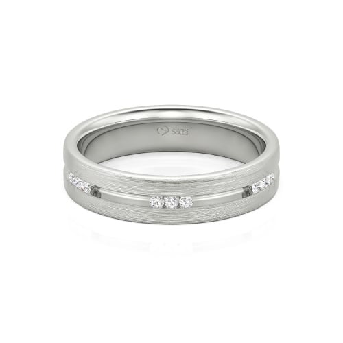 Jeulia Round Cut Sterling Silver Men's Band