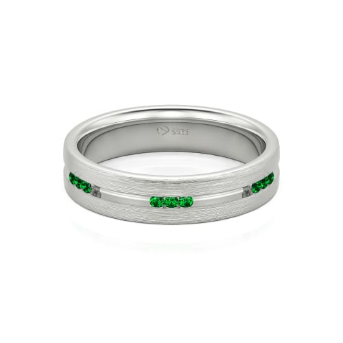 Jeulia Round Cut Sterling Silver Men's Band