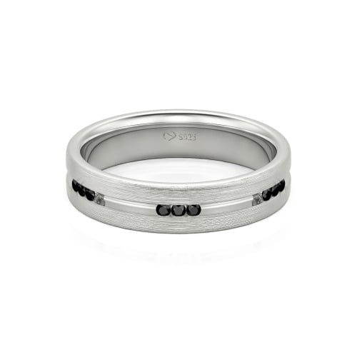 Jeulia Round Cut Sterling Silver Men's Band