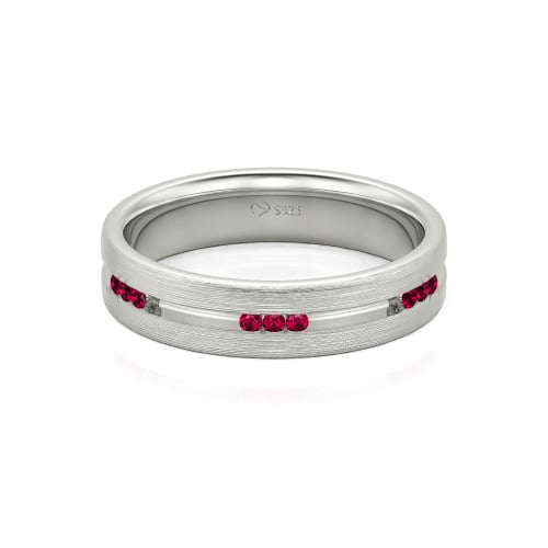 Jeulia Round Cut Sterling Silver Men's Band