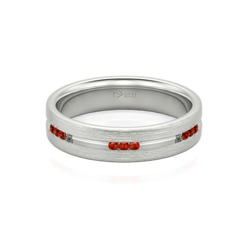 Jeulia Round Cut Sterling Silver Men's Band