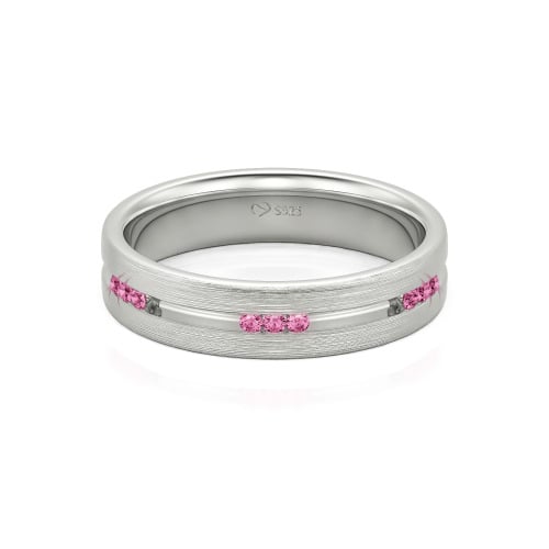 Jeulia Round Cut Sterling Silver Men's Band