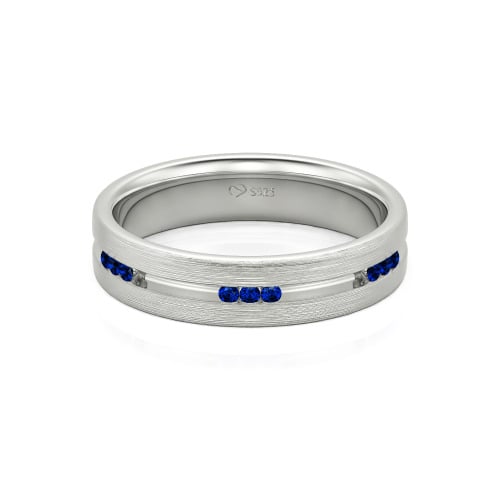 Jeulia Round Cut Sterling Silver Men's Band