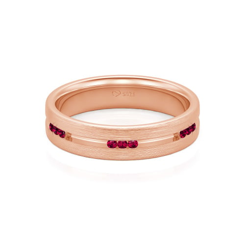 Jeulia Round Cut Sterling Silver Men's Band