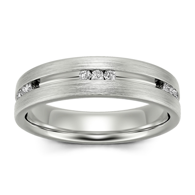 Jeulia Round Cut Sterling Silver Men's Band