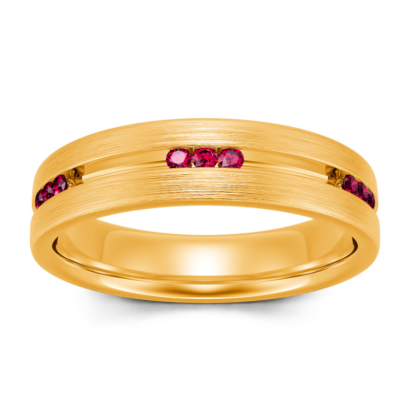 Jeulia Anillo hombre de boda con corte redondo simple de plata de ley