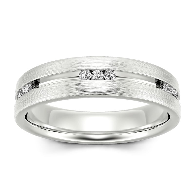 Jeulia Anillo 10K/14K/18K oro blanco hombre de boda con corte redondo simple