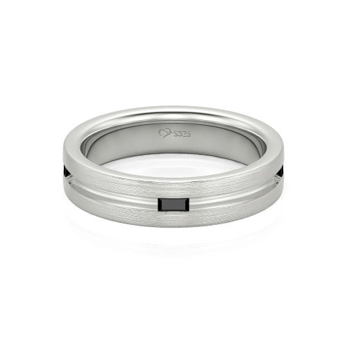 Jeulia Emerald Cut Sterling Silver Men's Band