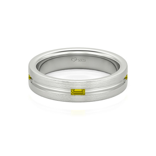 Jeulia Emerald Cut Sterling Silver Men's Band