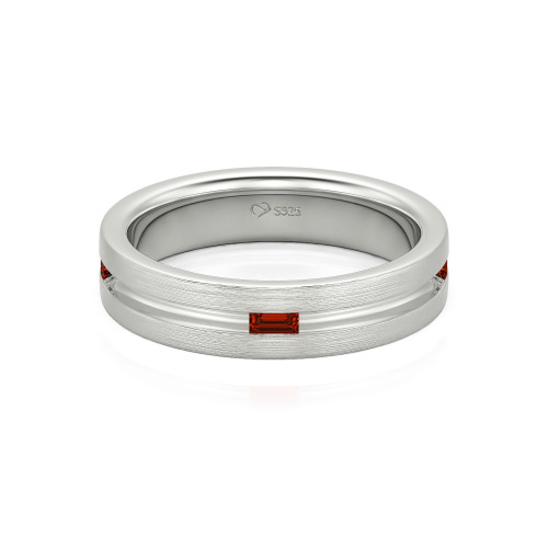 Jeulia Emerald Cut Sterling Silver Men's Band