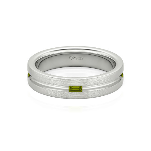 Jeulia Emerald Cut Sterling Silver Men's Band