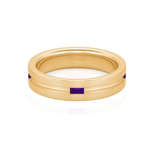 Jeulia Emerald Cut Sterling Silver Men's Band