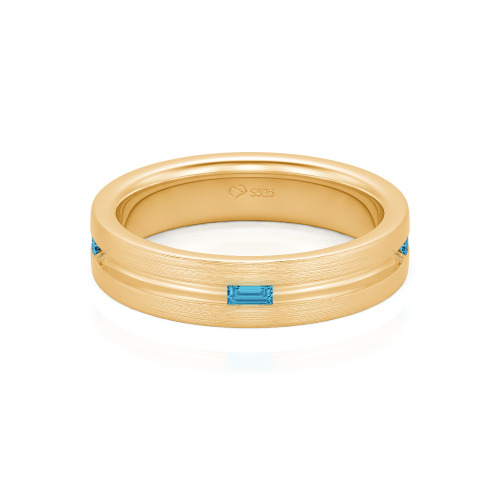 Jeulia Emerald Cut Sterling Silver Men's Band