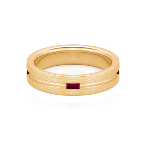 Jeulia Emerald Cut Sterling Silver Men's Band