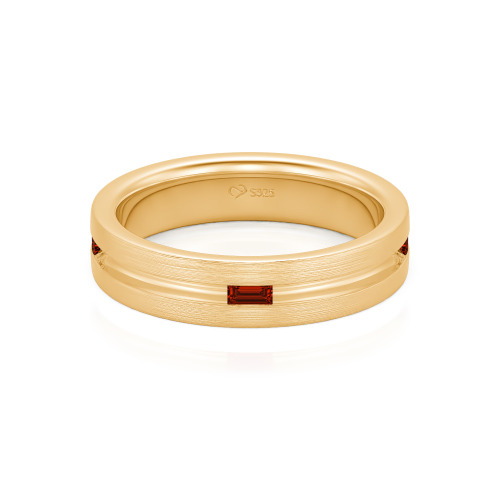 Jeulia Emerald Cut Sterling Silver Men's Band