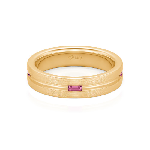 Jeulia Emerald Cut Sterling Silver Men's Band