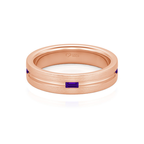Jeulia Emerald Cut Sterling Silver Men's Band
