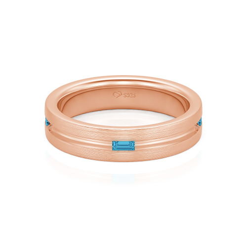 Jeulia Emerald Cut Sterling Silver Men's Band