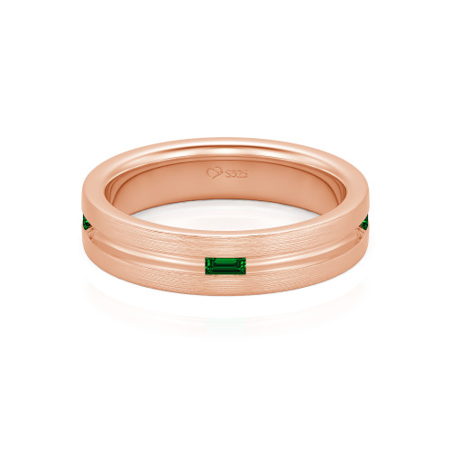 Jeulia Emerald Cut Sterling Silver Men's Band