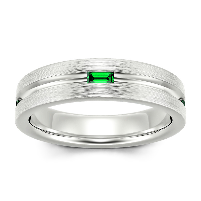 Jeulia Anillo hombre con corte esmeralda estilo clásico de plata de ley