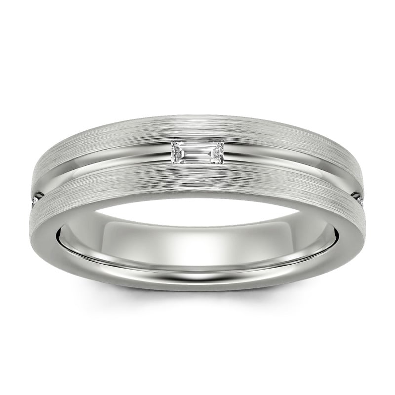 Jeulia Emerald Cut Sterling Silver Men's Band