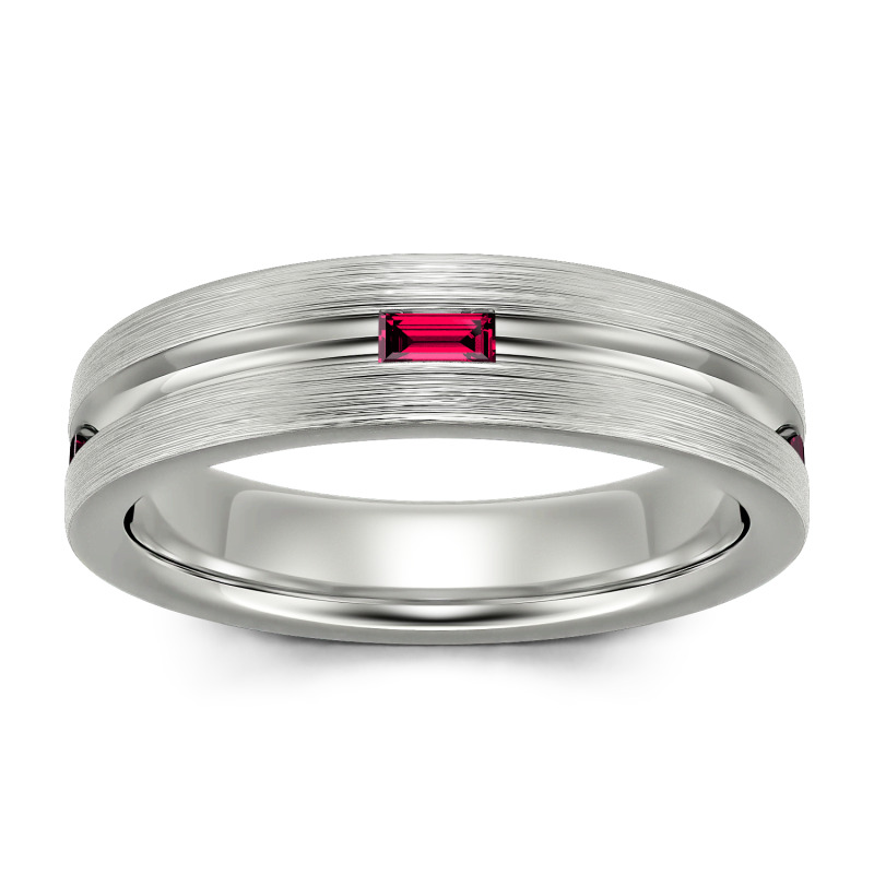 Jeulia Emerald Cut Sterling Silver Men's Band