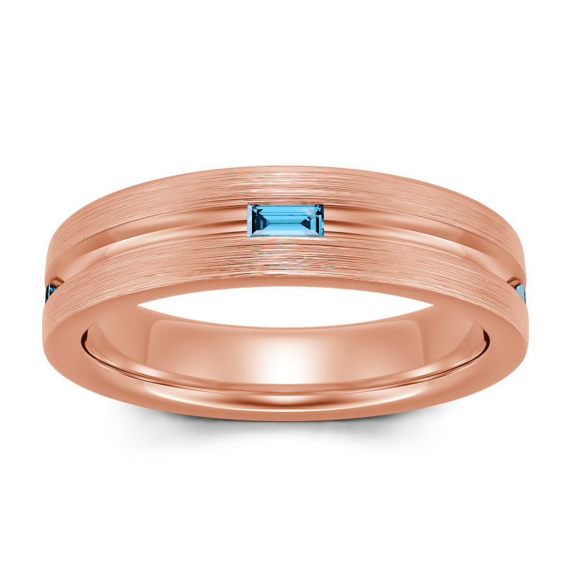 Jeulia Fedine di Fidanzamento Taglio Smeraldo per Uomo in Argento Sterling