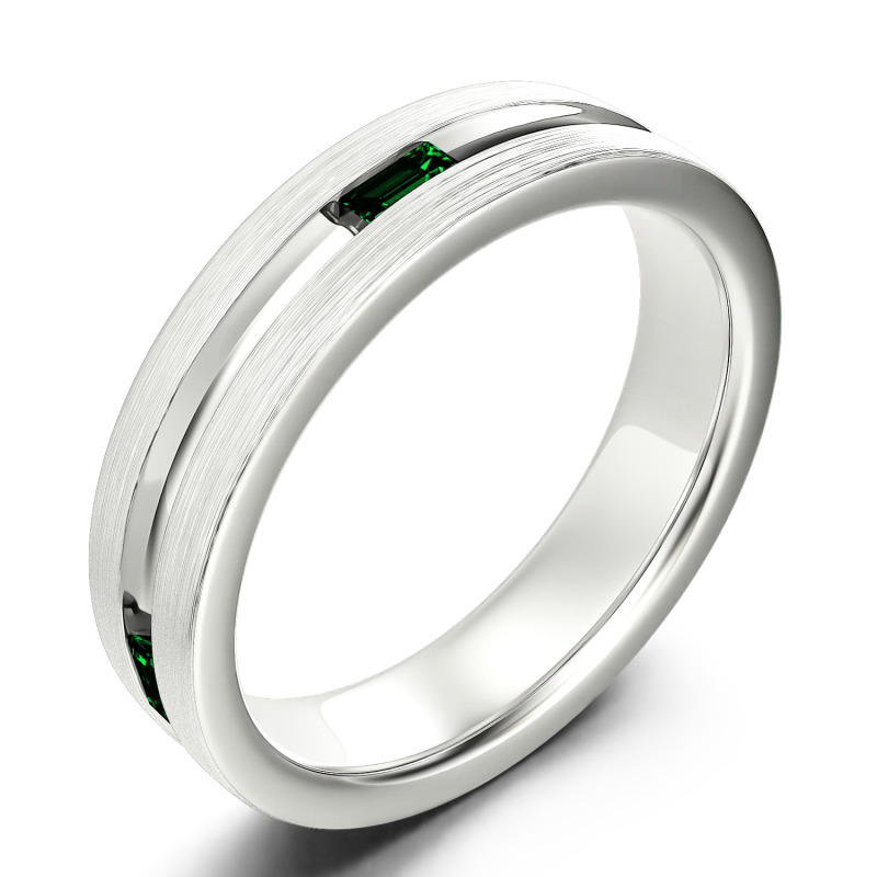 Jeulia Anillo hombre con corte esmeralda estilo clásico de plata de ley
